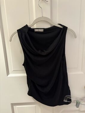 We The Free Black Draped Cowl Neck Tank